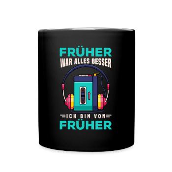 70s, 80s und 90s Jahre Musik Retro Walkman - Tasse einfarbig - Schwarz - Vorne