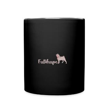 fußhupe,mops,kleiner hund,schriftzug,typo,hund - Tasse einfarbig - Schwarz - Vorne