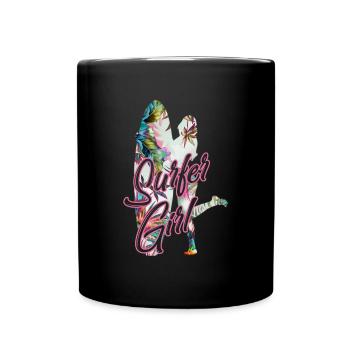 Surfer Surf Girl Beach Floral Sommer Summer Sun - Tasse einfarbig - Schwarz - Vorne