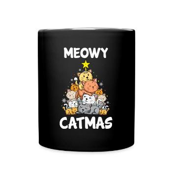 Cadeau de Noël drôle d'amant de chat de chat de Meowy de Noël - Mug uni - noir - Devant