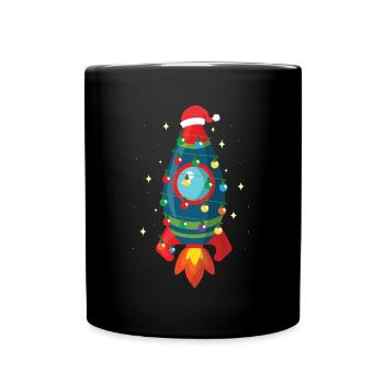 Idée de cadeau de vacances de Noël cool fusée spatiale - Mug uni - noir - Devant