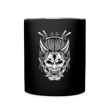 Skull Skull Horror Skeleton Halloween Geisha - Full Colour Mug - black - Front