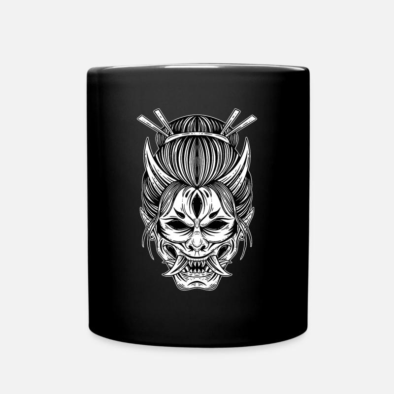 Schädel Skull Horror Skelett Halloween Geisha - Tasse einfarbig - Schwarz