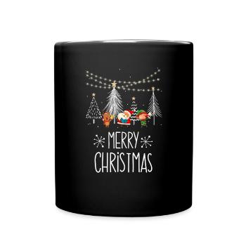 Merry Christmas Singing Santa - Tasse einfarbig - Schwarz - Vorne