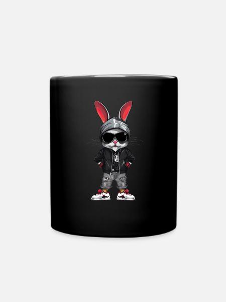 HIP HOP BUNNY - Full Colour Mug - black