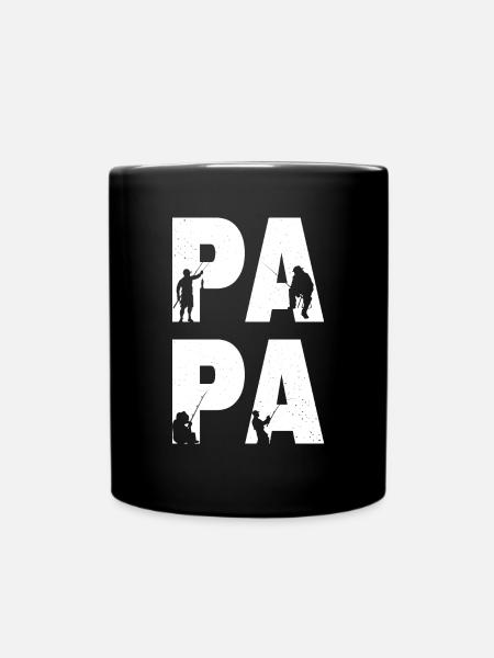 Papa Angler Fischer Geschenk Vatertag - Tasse einfarbig - Schwarz