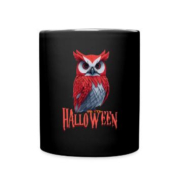 Eule Owl Lustig Halloween Eulenliebhaber - Tasse einfarbig - Schwarz - Vorne