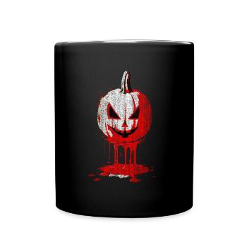 Crâne de citrouille effrayant - Mug uni - noir - Devant