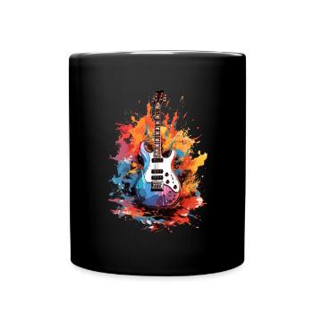 E-Gitarre Geschenk, Gitarrist in Musikband - Tasse einfarbig - Schwarz - Vorne