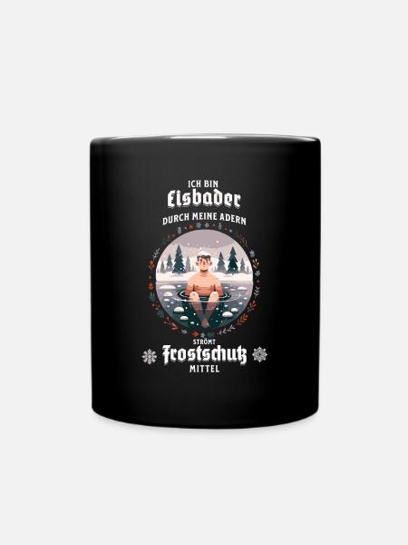 Der Eisbader – Kältetherapie bei Eisbad im Winter - Tasse einfarbig - Schwarz