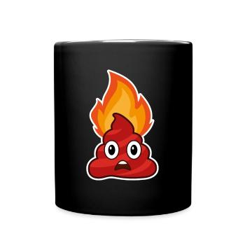Brennender Scheißhaufen Emoji - Tasse einfarbig - Schwarz - Vorne