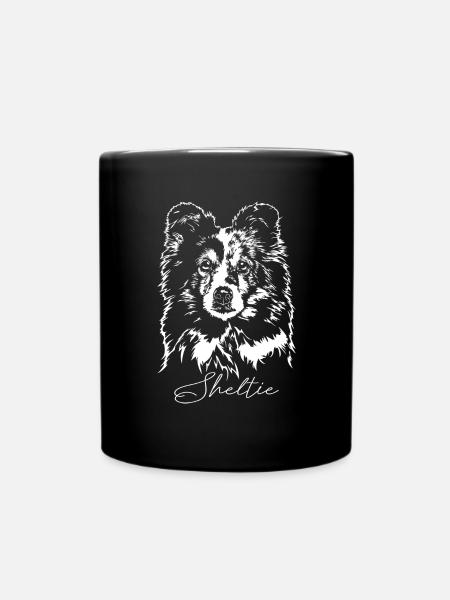 SHELTIE merle dogs chien tête de chien Wilsigns - Mug uni - noir