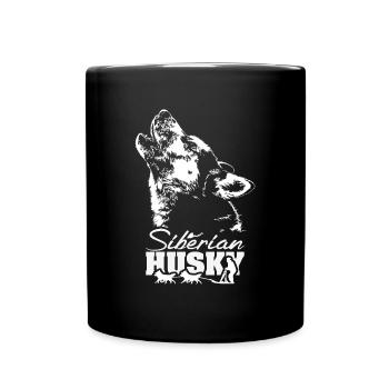SIBERIAN HUSKY Schlittenhunde Musher Wilsigns - Tasse einfarbig - Schwarz - Vorne