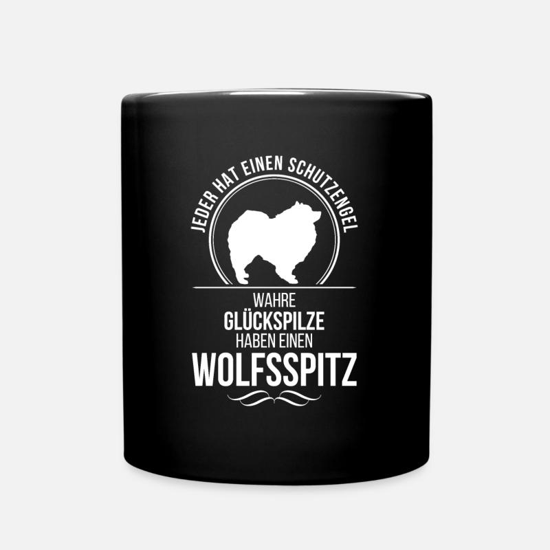 WOLFSSPITZ Schutzengel Hundespruch Wilsigns - Tasse einfarbig - Schwarz