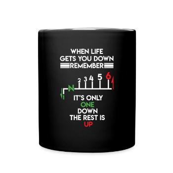 Motorbike Motorcycle Gears When Life Gets You Down - Tasse einfarbig - Schwarz - Vorne