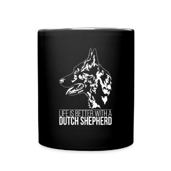 BERGER HOLLANDAIS la vie est meilleure Hundespruch Wilsigns - Mug uni - noir - Devant