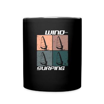 Windsurfing Windsurfer Wellenweiten Wind Wasser - Tasse einfarbig - Schwarz - Vorne