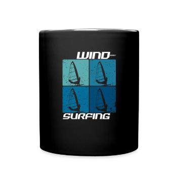 Planche à voile Planche à voile Vagues Eau de vent - Mug uni - noir - Devant