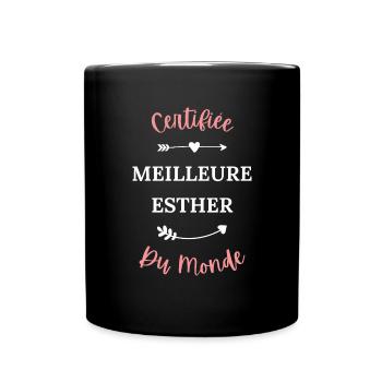 Certifiée meilleur esther du monde - Mug uni - noir - Devant