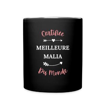 Certifiée meilleure malia du monde - Mug uni - noir - Devant