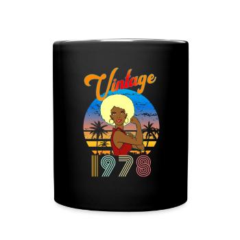 Geburtstag 1978 vintage blonde Afro Frau - Tasse einfarbig - Schwarz - Vorne