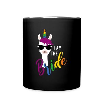 LGBTQ Bride Lama Einhorn Regenbogen JGA - Tasse einfarbig - Schwarz - Vorne