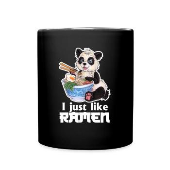 Niedlicher Großer Panda mit Ramen Nudeln Geschenk - Tasse einfarbig - Schwarz - Vorne
