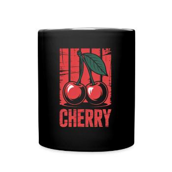 Retro Cherries Grunge Vintage - Full Colour Mug - black - Front