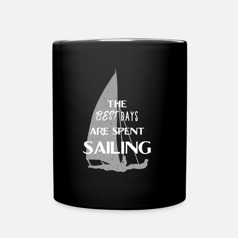 marin de l'eau de voile voilier dériveur cadeau - Mug uni - noir