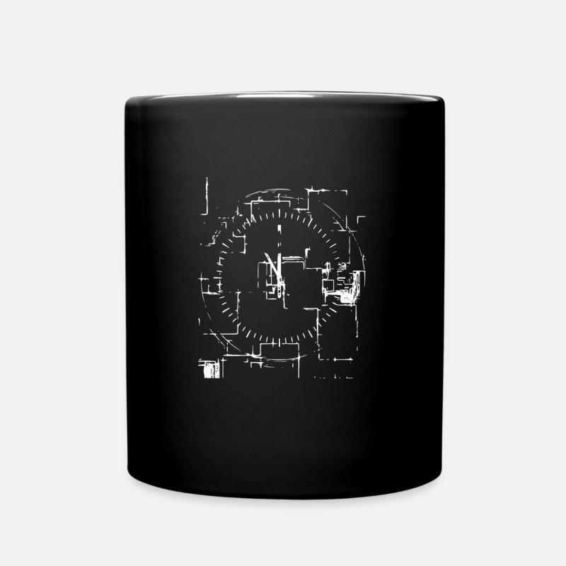 Abstrakte Uhr - Tasse einfarbig - Schwarz