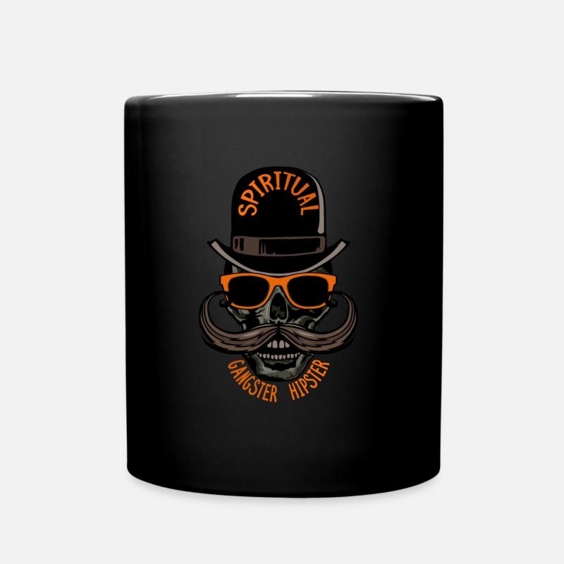 tete de mort hipster crane skull gangster moustach - Mug uni - noir