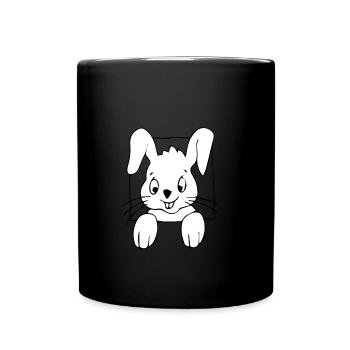 hase lustig - Tasse einfarbig - Schwarz - Vorne