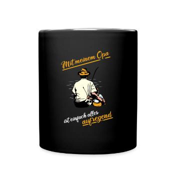 Grandpa Fishing Grandson Rest Exciting Angler Fisherman - Full Colour Mug - black - Front