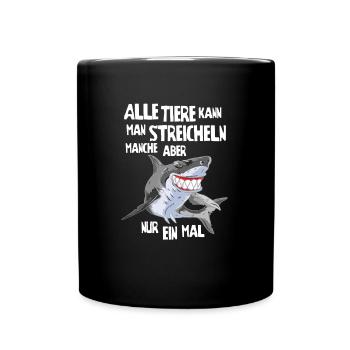 Hai Fisch - Tasse einfarbig - Schwarz - Vorne