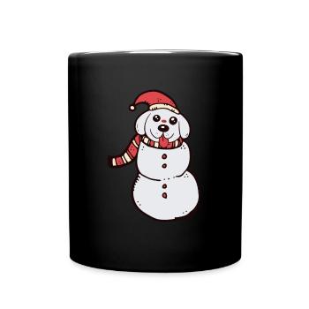 Christmas Dog Snowman - Tasse einfarbig - Schwarz - Vorne