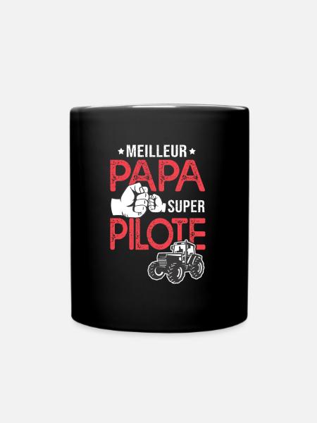 Cadeau papa meilleur papa pilote tracteur - Mug uni - noir