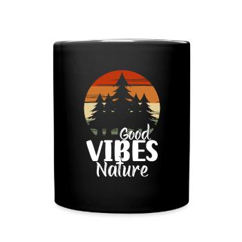 Forest Trees Deer Mountains - Full Colour Mug - black - Front
