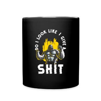 Singe d'haltérophilie force gorille - Mug uni - noir - Devant