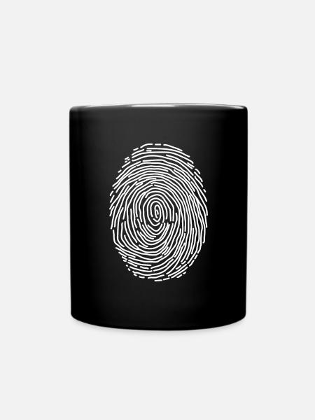 Fingerabdruck weiß - Tasse einfarbig - Schwarz
