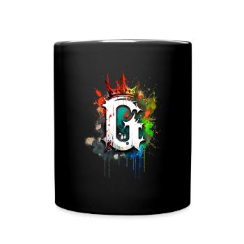 Buchstabe G als cooles Graffiti mit Krone 👑 - Tasse einfarbig - Schwarz - Vorne