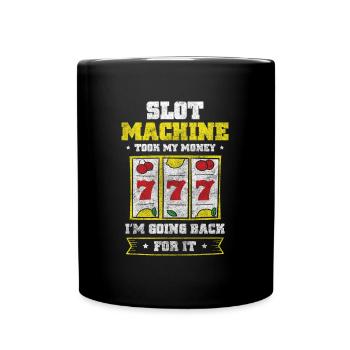 Glücksspiel Automat Glücksschiene Symbole - Tasse einfarbig - Schwarz - Vorne