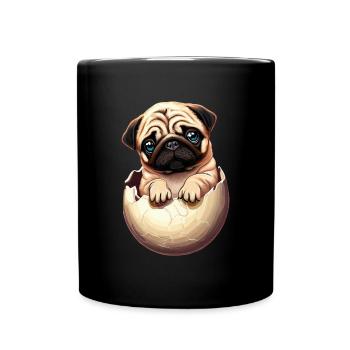 Chiot carlin dans un œuf - Cute Dog Design - Mug uni - noir - Devant