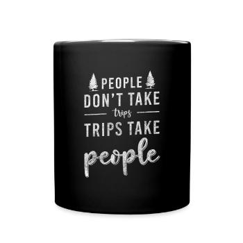 Trees, mountains, forest animals, forest dwellers - Full Colour Mug - black - Front