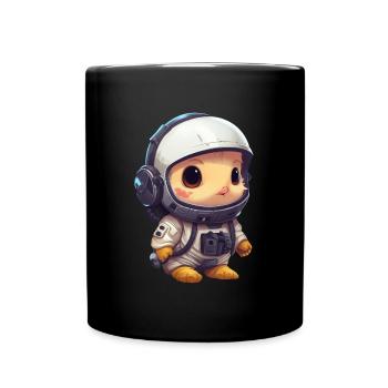 Chicken chick astronaut, cosmonaut in space - Full Colour Mug - black - Front
