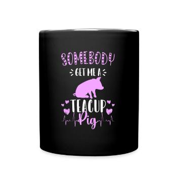 Teacup piggy cute - Full Colour Mug - black - Front
