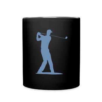 Golfspieler Silhouette - Abschlag Golf - Tasse einfarbig - Schwarz - Vorne