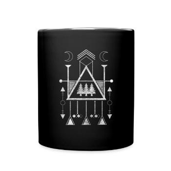 Runes, Symbols, Religion, Spiritual - Full Colour Mug - black - Front