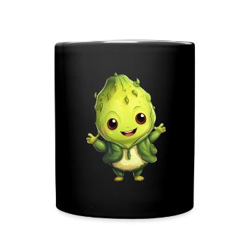 Kawaii Asparagus: Sweet Vegetable Happiness - Full Colour Mug - black - Front