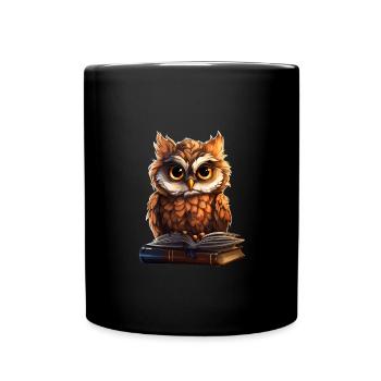 Eule - Tasse einfarbig - Schwarz - Vorne
