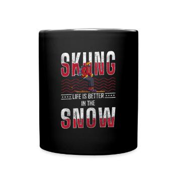Skifahrer Skier Schnee - Tasse einfarbig - Schwarz - Vorne